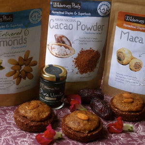 Almond Cacao Crunch Cookies with Salted Maca Caramel