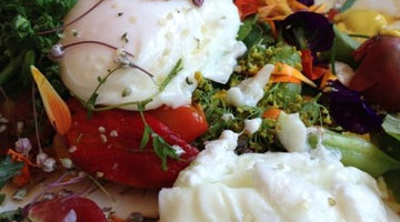 Summer Poached Eggs with Hemp Seed Sprinkle