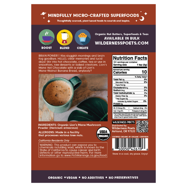 Lion's Mane Mushroom Powder - Organic
