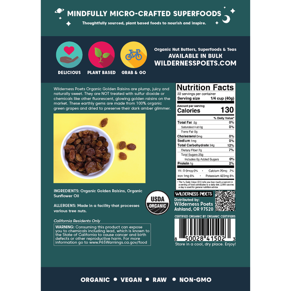 Golden Raisins - Organic, Raw