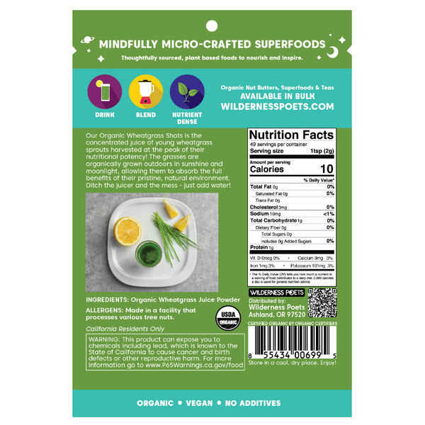 Wheatgrass Shots - Juice Powder - Organic, USA-Grown