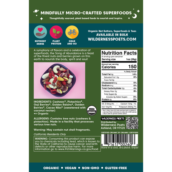 Abundance Wild Mix - Organic, Superfood Trail Mix