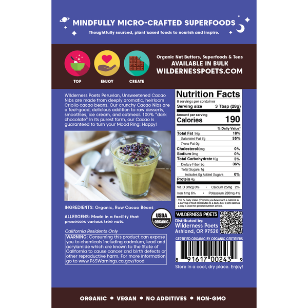 Cacao Nibs - Organic, Unsweetened