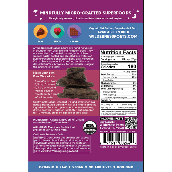 Cacao Paste - Arriba Nacional, Organic