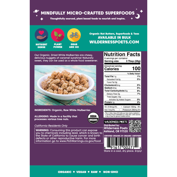 White Mulberries - Organic, Raw