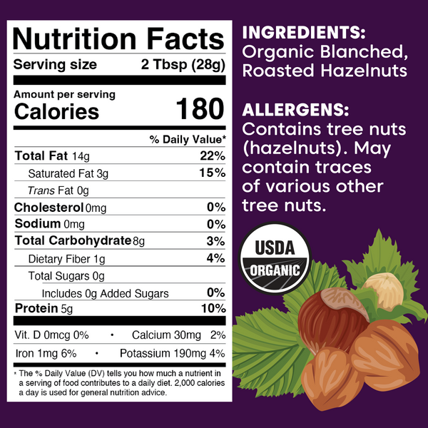 Hazelnut Butter - Roasted, Organic, Ultra Creamy