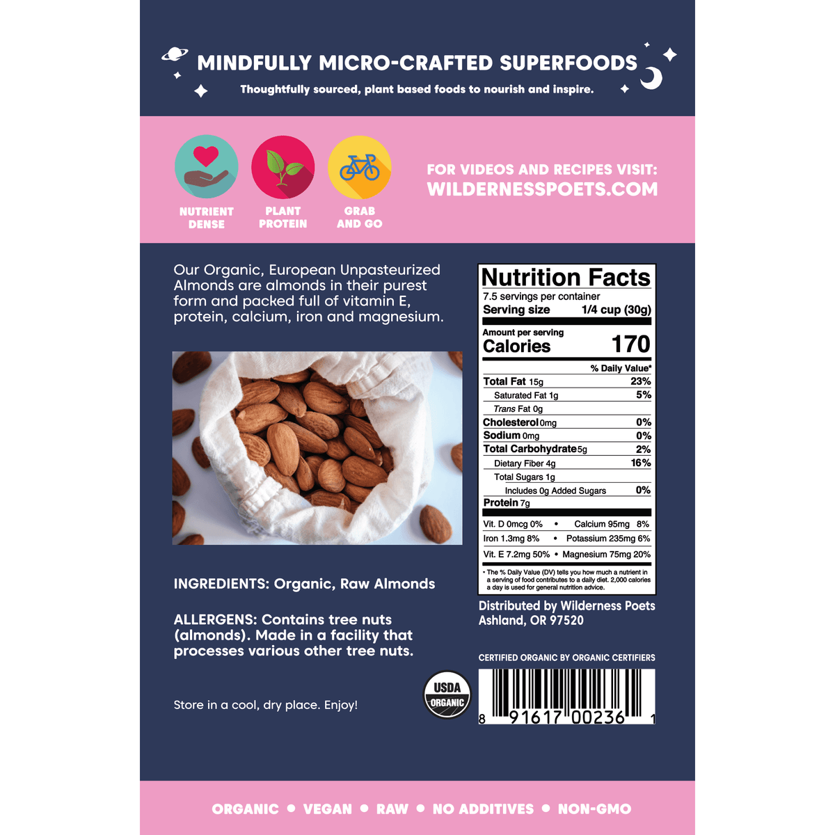 Wilderness Poets Unpasteurized Almonds Organic Nuts