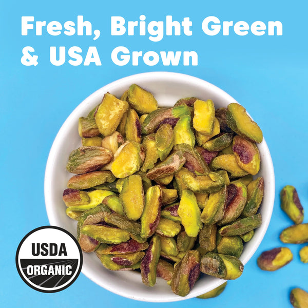 Pistachios - Bright Green Halves, Organic, California-Grown