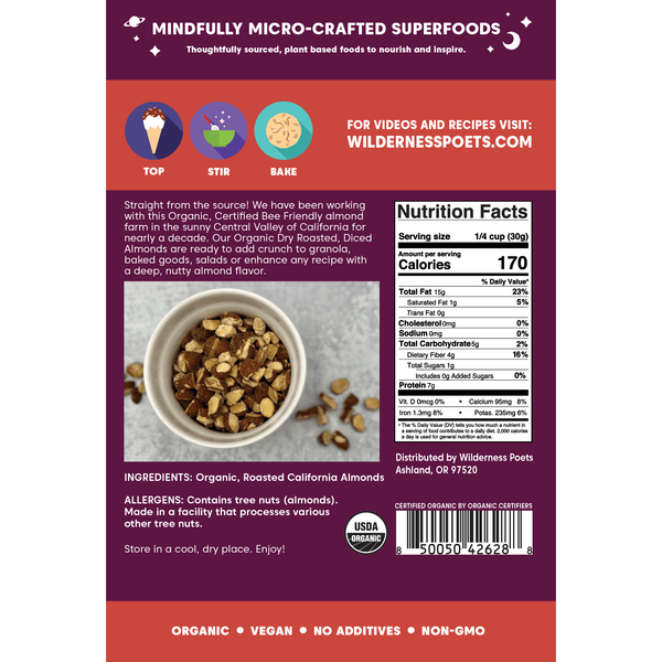 Almonds - Organic, Roasted & Diced, California-Grown