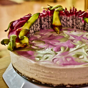 Raw Dragonfruit-Matcha Rainbow Swirl Cake