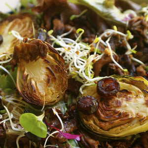 Roasted Brussel Sprout, Shiitake, and Cranberry Salad