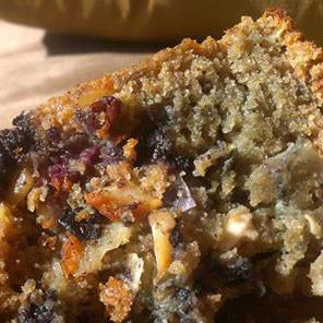 Wholesome Mulberry-Mesquite Coconut Crumble Cake