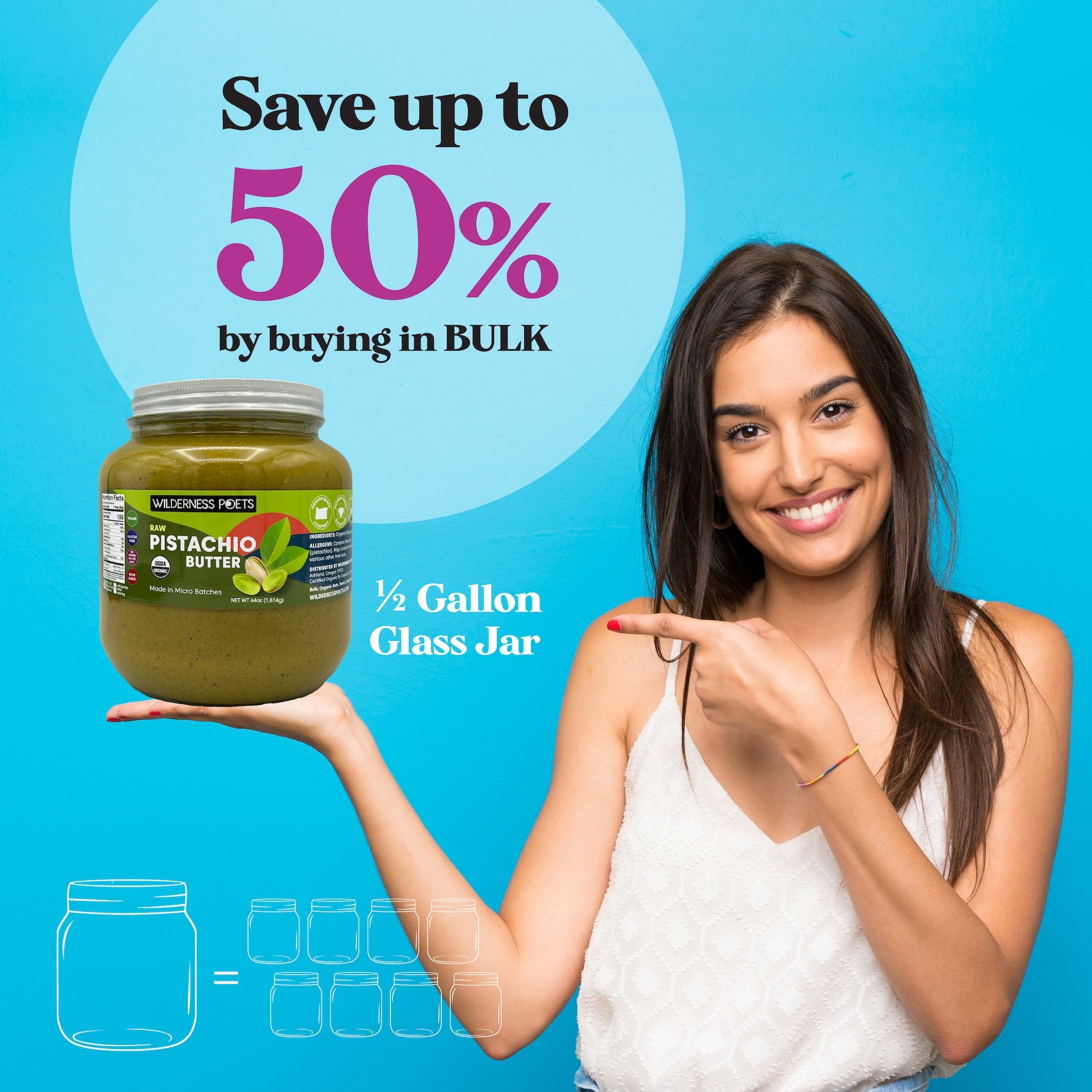 Wilderness Poets Pistachio Butter Organic & Raw Multiple Sizes