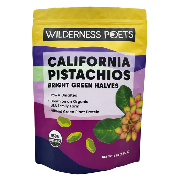Pistachios - Bright Green Halves, Organic, California-Grown
