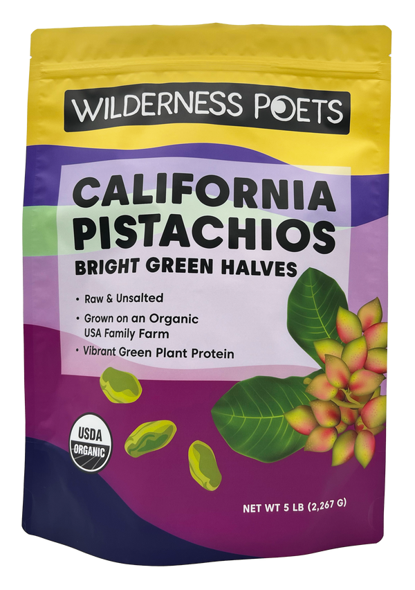 Pistachios - Bright Green Halves, Organic, California-Grown