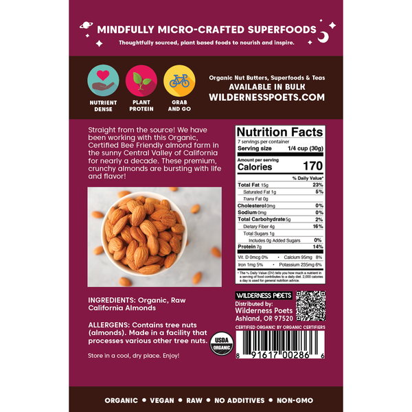 Almonds - Organic, Raw, California-Grown