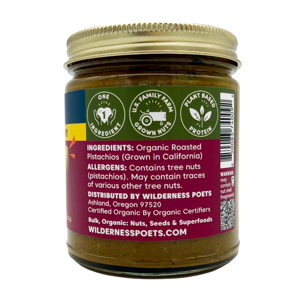 Pistachio Nut Butter - Organic, Roasted, Extra Crunchy