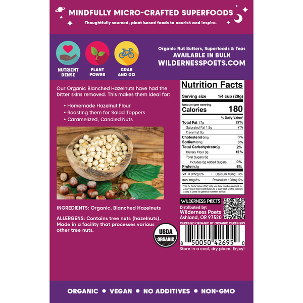 Hazelnuts - Blanched, Organic