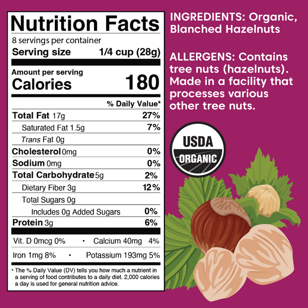 Hazelnuts - Blanched, Organic