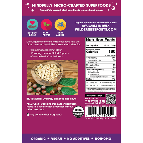 Hazelnuts - Blanched, Organic