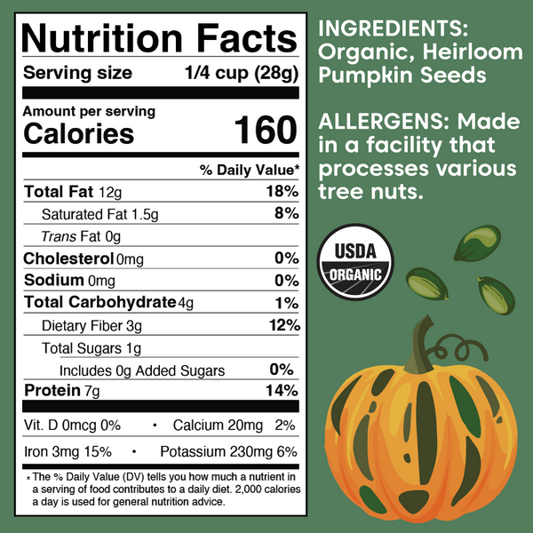 Heirloom Pumpkin Seeds - Organic, Raw, BULK Sizes