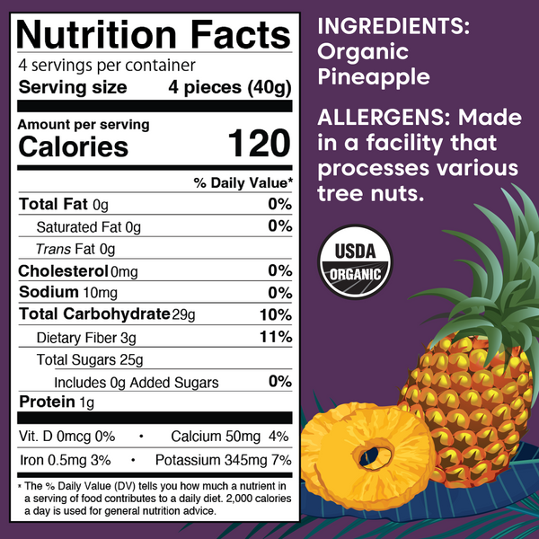 Pineapple Rings - Organic, Dried