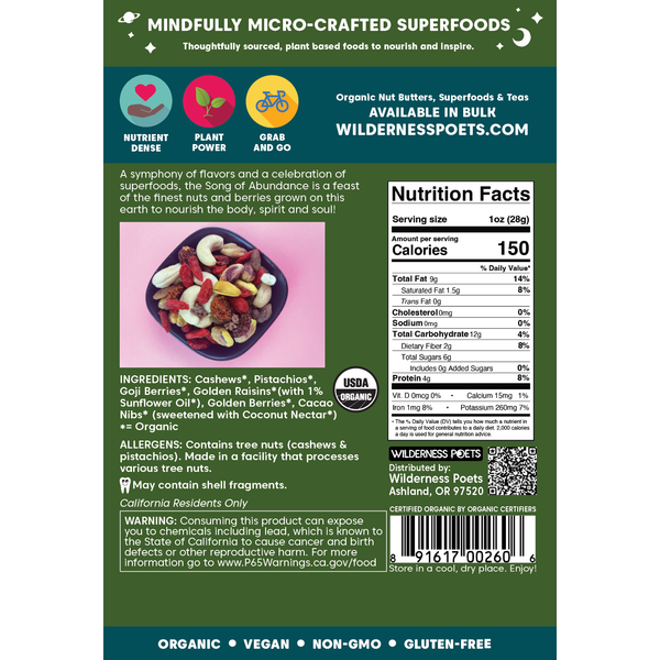 Abundance Wild Mix - Organic, Superfood Trail Mix