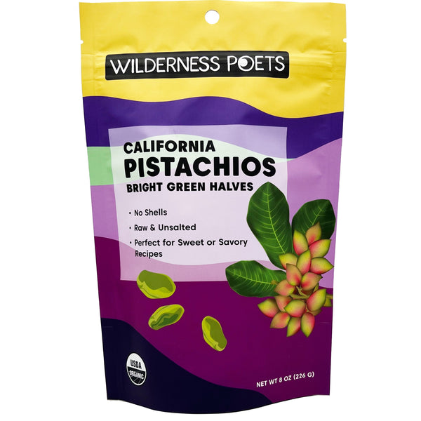 Pistachios - Bright Green Halves, Organic, No Shell, California-Grown