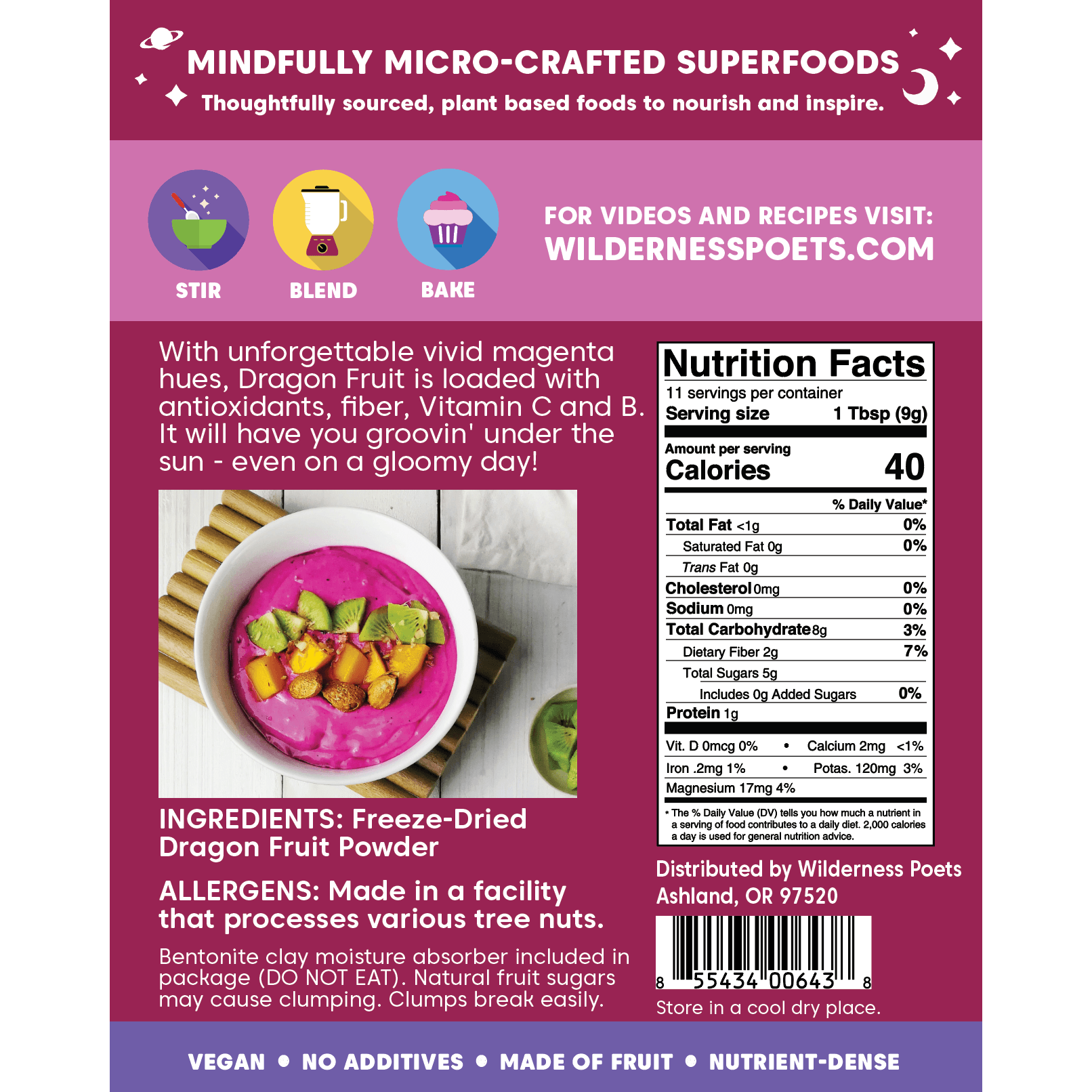 Freeze Dried Dragon Fruit Powder Wilderness Poets