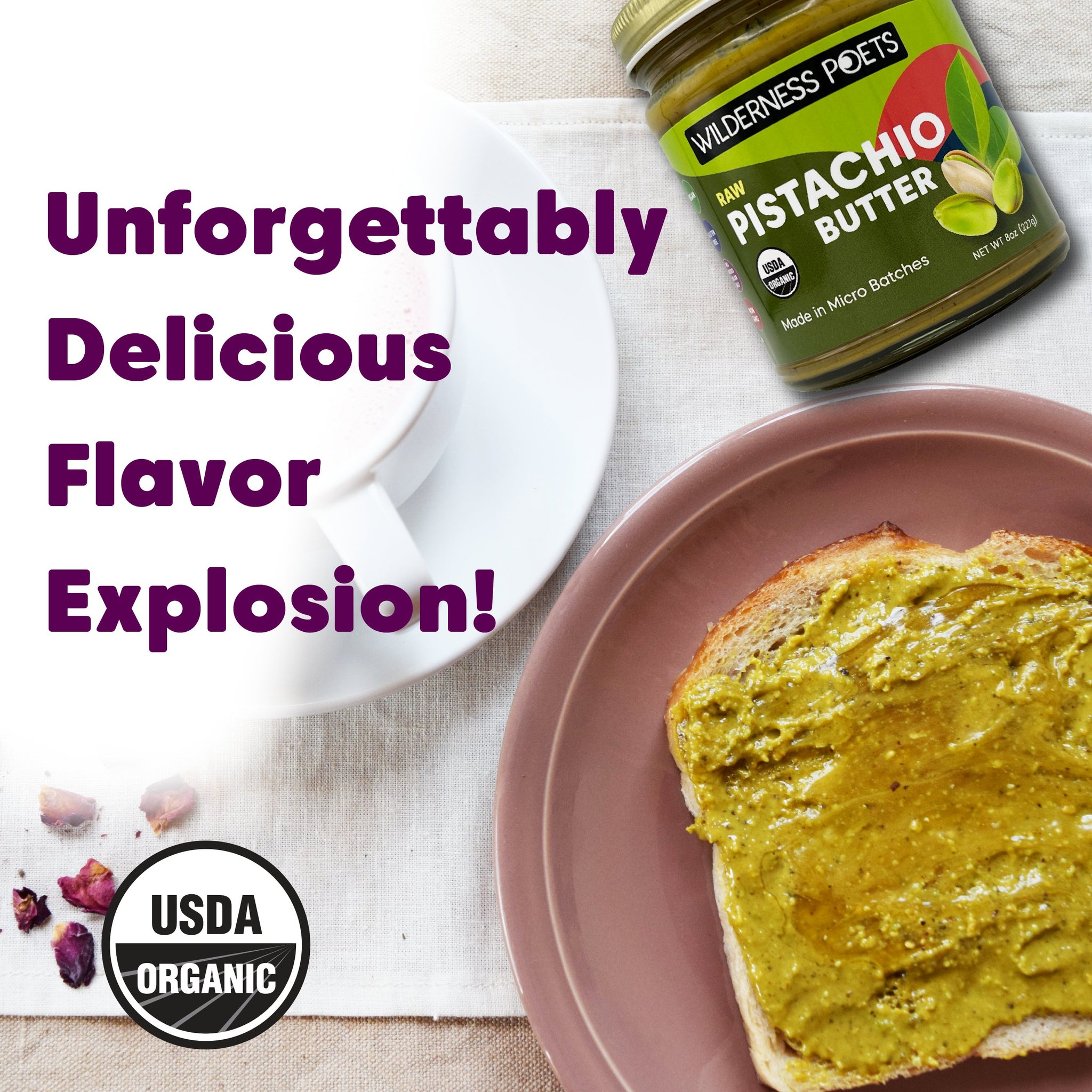 Wilderness Poets Pistachio Butter Organic & Raw Multiple Sizes